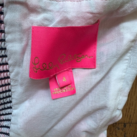 Lilly Pulitzer Adalia Fit & Flare Dress SZ 4 Low Tide Navy Flirty Fins & Feather - Picture 12 of 16